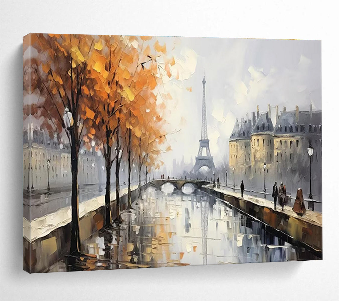 Parisian Autumn Abstract Painting for Romantic Cafes YHT171