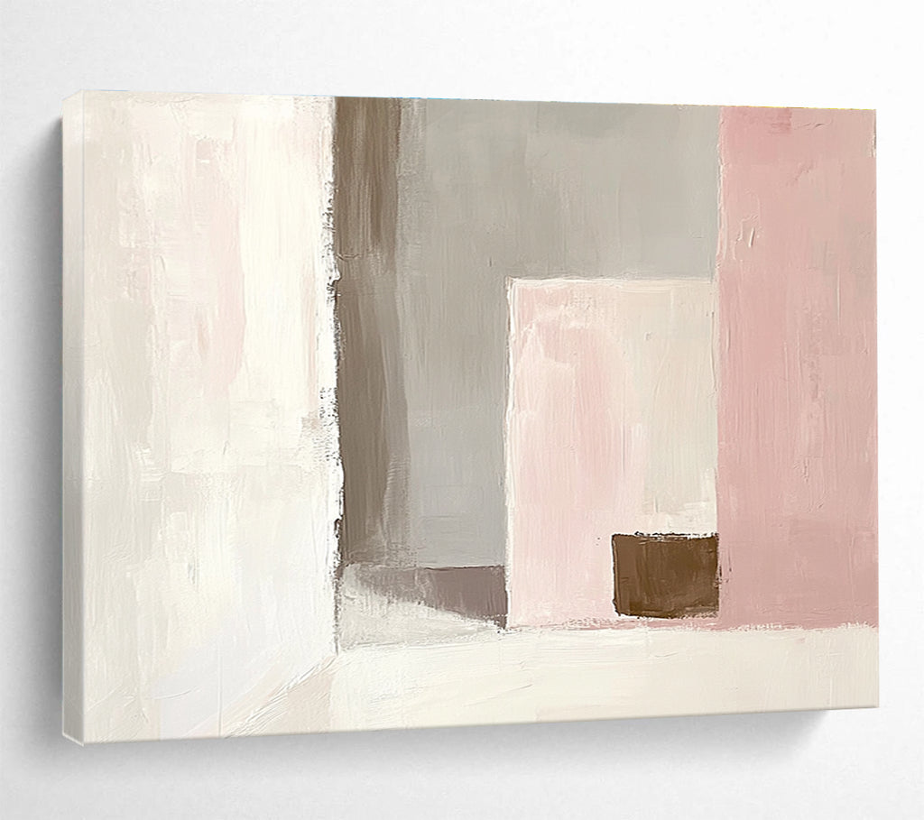 Pink and Brown Minimalist Abstract with Geometric Forms Abstract Painting ABS380