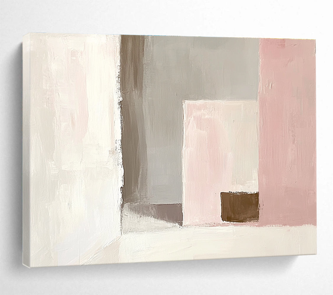 Pink and Brown Minimalist Abstract with Geometric Forms Abstract Painting ABS380