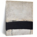 Minimalist Black and White Horizontal Line Abstract Painting for Monochrome Bedrooms HENG353