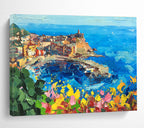 Cliffside Town Abstract Painting for Seaside Home Entrance Halls YHT477