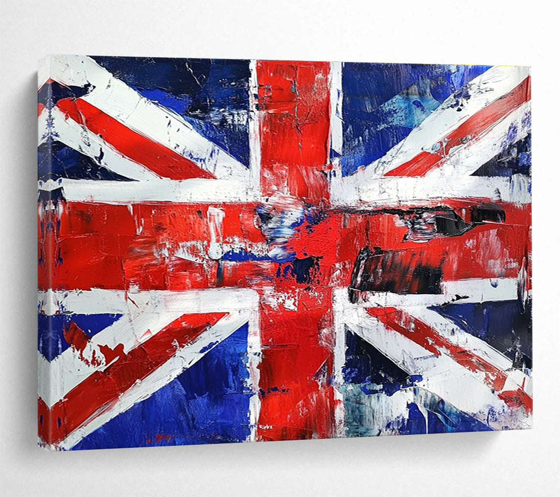Textured Union Jack with Distressed Look Abstract Painting ABS359