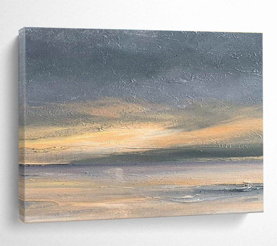 Sunset Over Calm Sea Abstract Painting for Coastal Homes YHT016