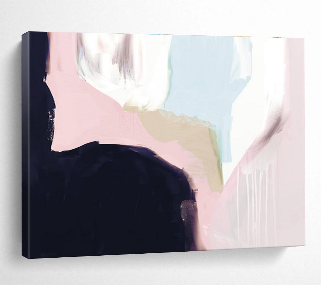 Soft Color Block Abstract Painting for Serene Bedrooms YHT132