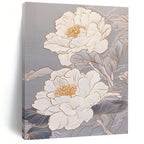 White Peonies with Gold Elegant Abstract Painting for Luxury Spaces GAB1478