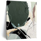 Mixed - Media Abstract with Green Painting for Creative Coworking Spaces HENG505