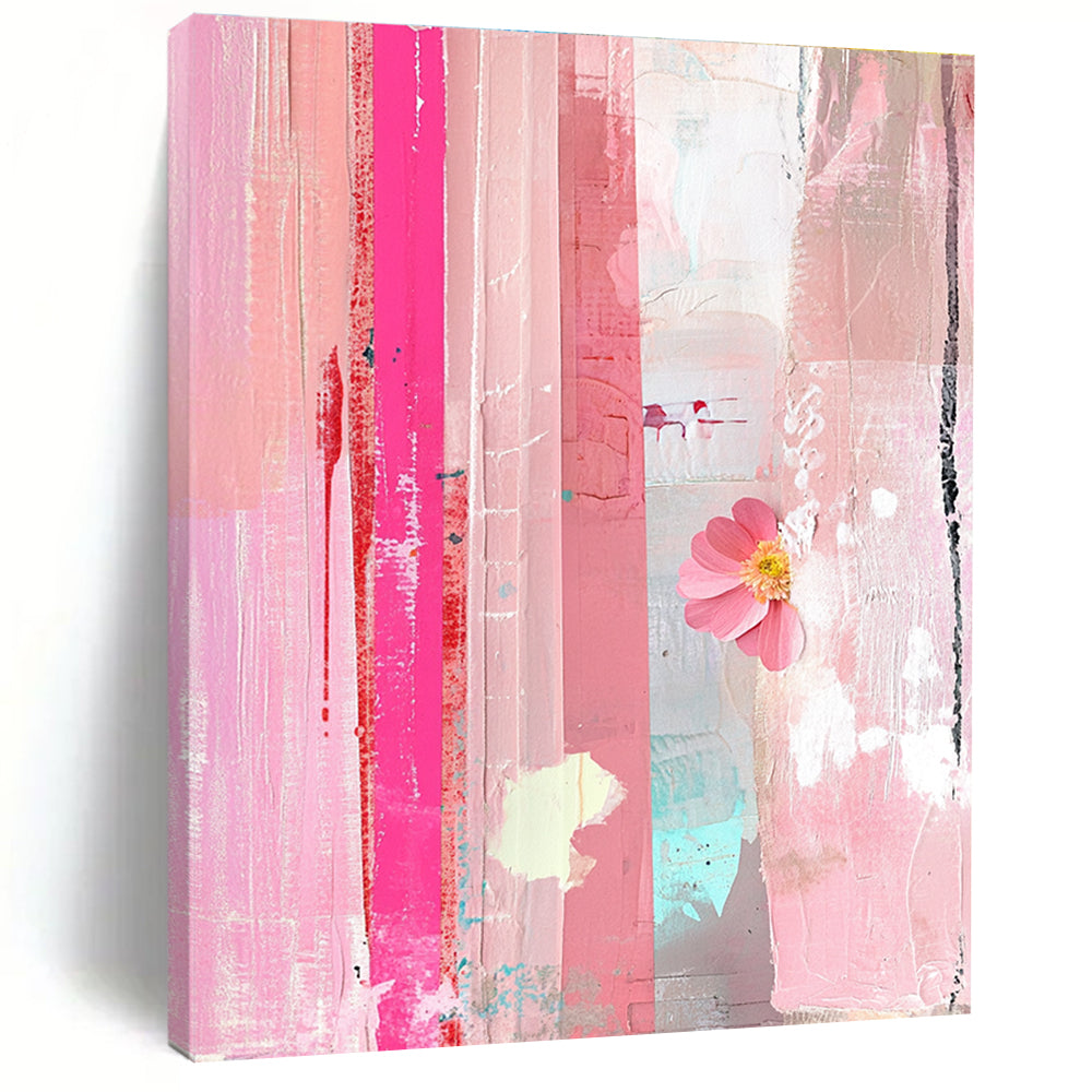 Pink Collage with Flower Abstract Painting for Artistic Spaces GAB1454