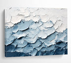 Textured Blue and White Waves with Thick Impasto Abstract Painting ABS364