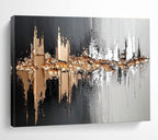 Black, White, and Gold Textured Abstract Painting ABS303