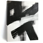 Cross - Shaped Black - White Abstract Painting with Raw Impact WINK359