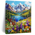 Mountain Landscape with Flowers - Impasto Nature Art GAB0385