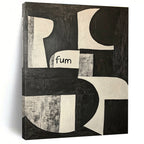 Black and White Shapes with “fum” Conceptual Graphic Abstract Painting GAB0275
