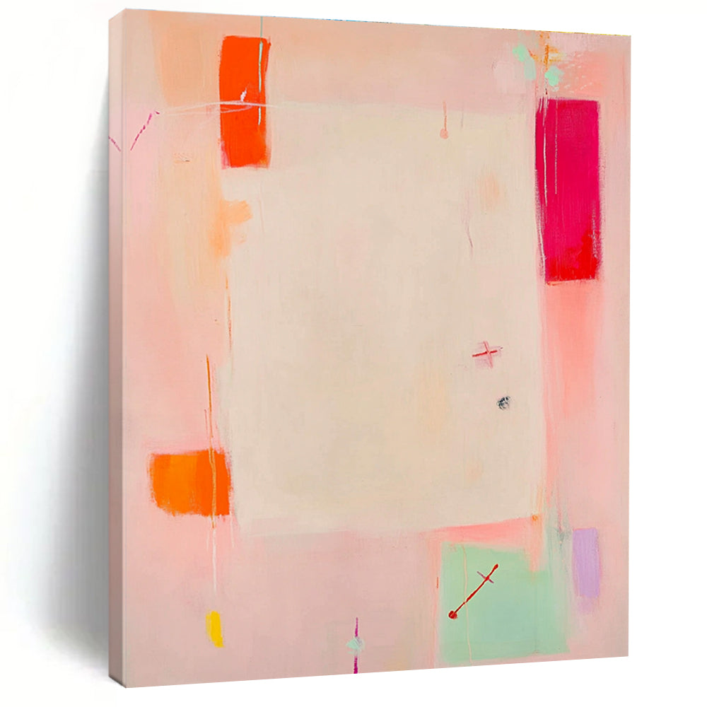 Soft Pink Abstract Painting for Girls' Bedroom Decor GAB1230