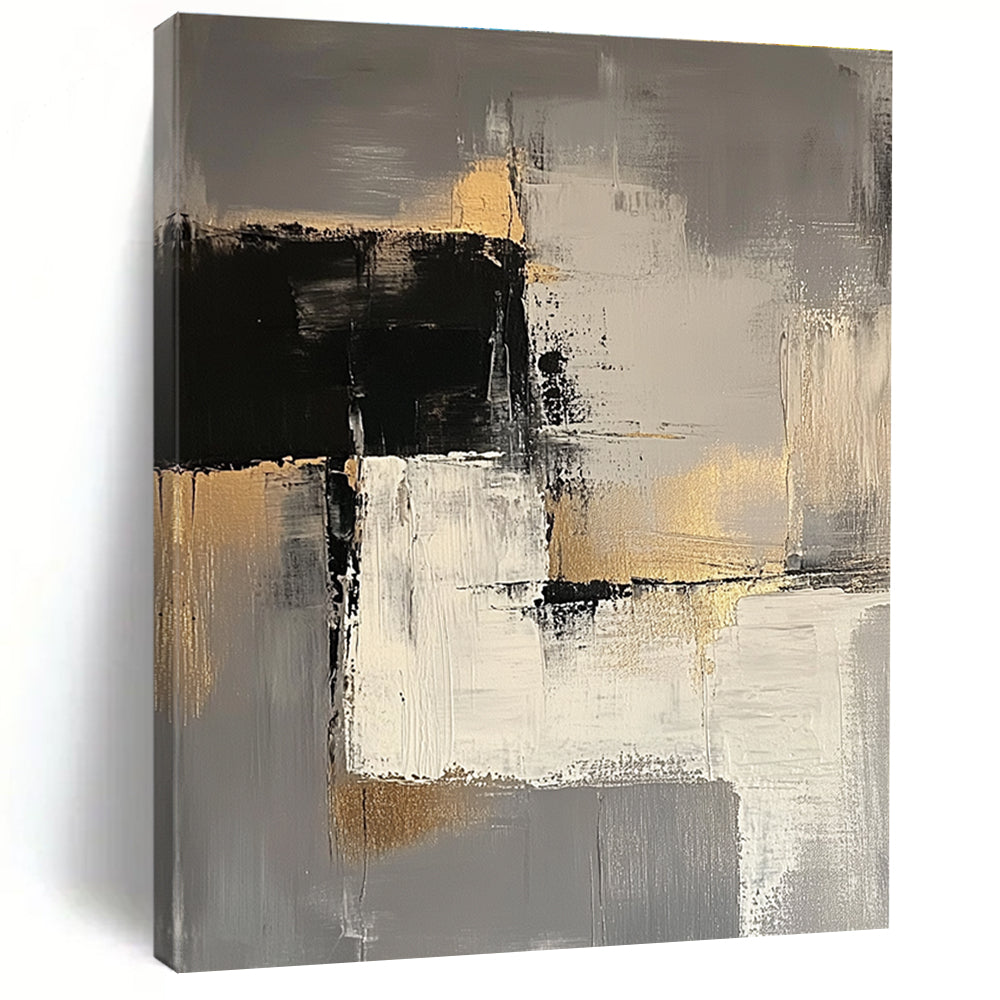 Gray Gold Abstract Minimalism Painting with Sophisticated Tones WINK688