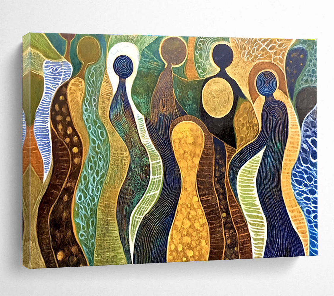 Abstract Human - Shaped Forms Painting with Cultural Symbolism ABS578