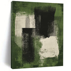 Green and Black Abstract Blocks Abstract Painting with Dynamic Contrast WINK264