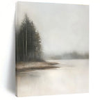 Foggy Forest Lake - Naturalistic Landscape Abstract Art GAB0525
