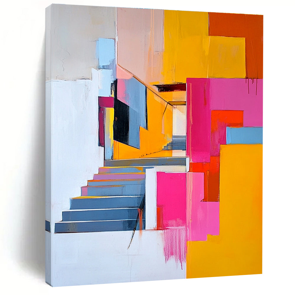Colorful Abstract Staircase Painting for Modern Home Entrances GAB1140