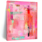 Intricate Pink Collage Abstract Painting with Whimsical Detail WINK255