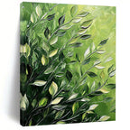Green Leaves Abstract Painting for Eco - Friendly Office Break Rooms GAB1349
