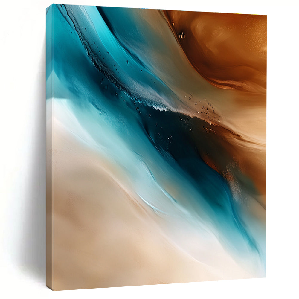 Blue Brown White Abstract Painting with Fluid Movement WINK455