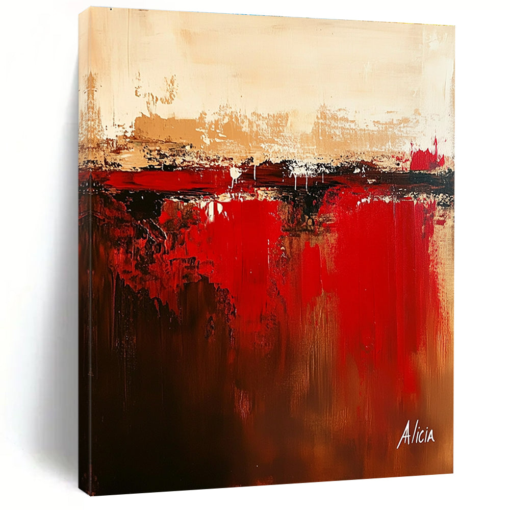 Geometric Abstract with Red Accents Painting for Mid - Century Modern Homes GAB1154
