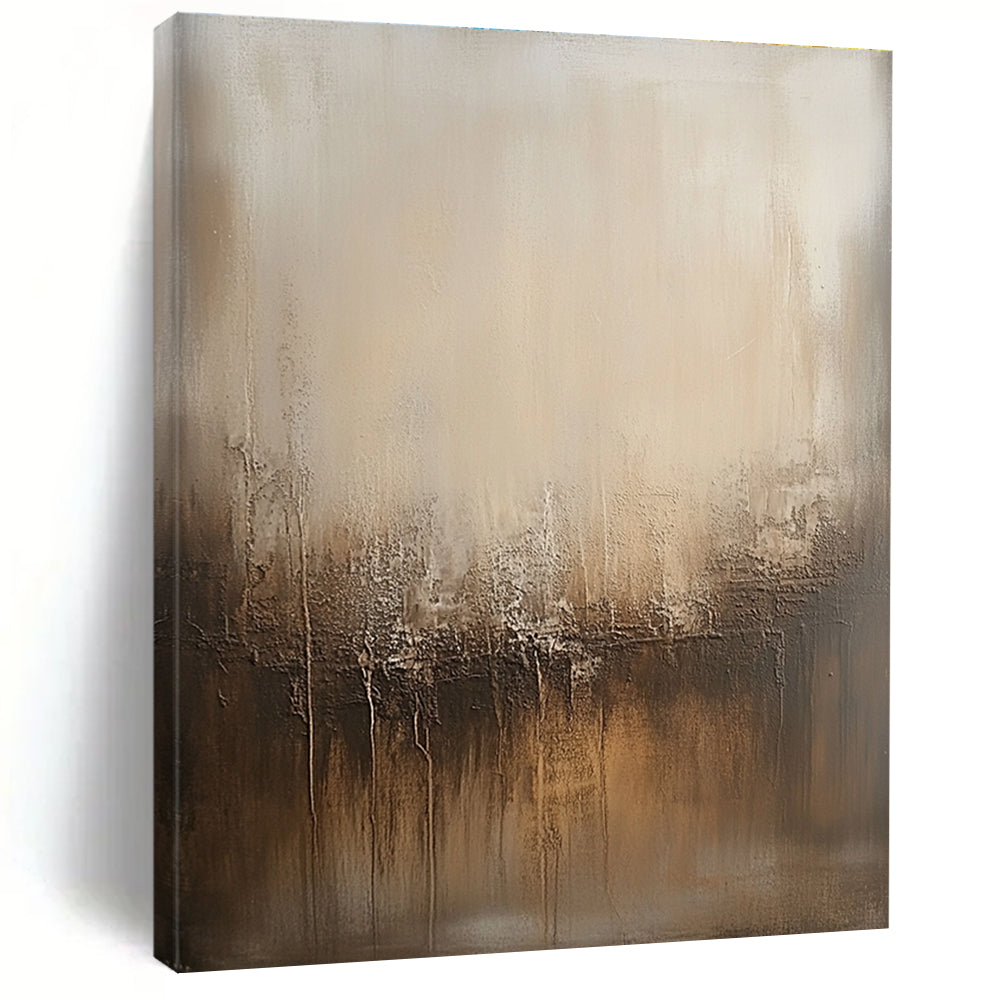 Textured Beige and Brown Gradient Abstract Painting with Tactile Warmth WINK036