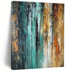 Teal Brown Gray Abstract Painting with Earthy Depth WINK485