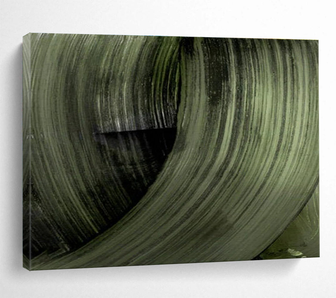 Green Swirl Abstract Painting for Eco - Friendly Spaces YHT123
