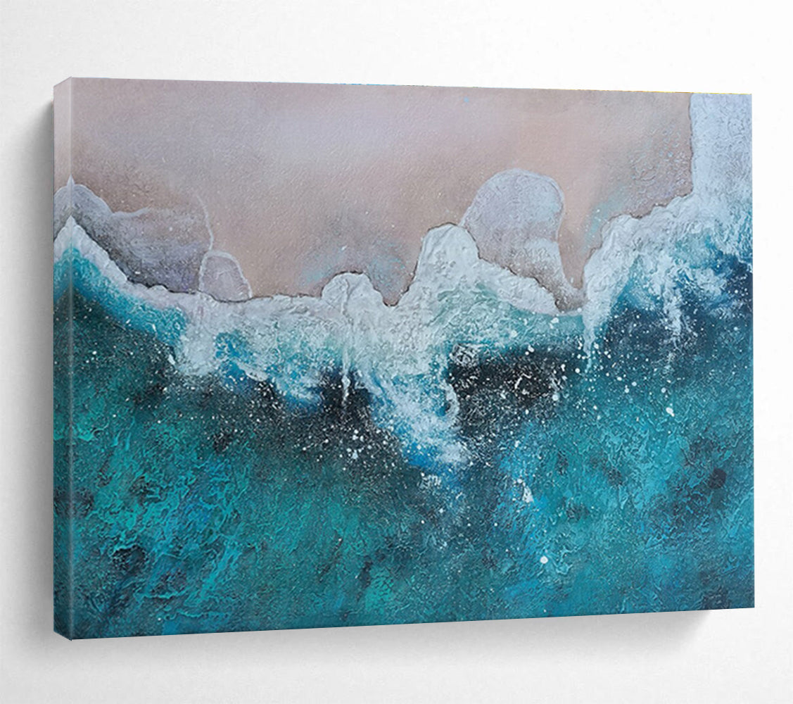 Beach Waves Abstract Textured Painting for Coastal Homes YHT039