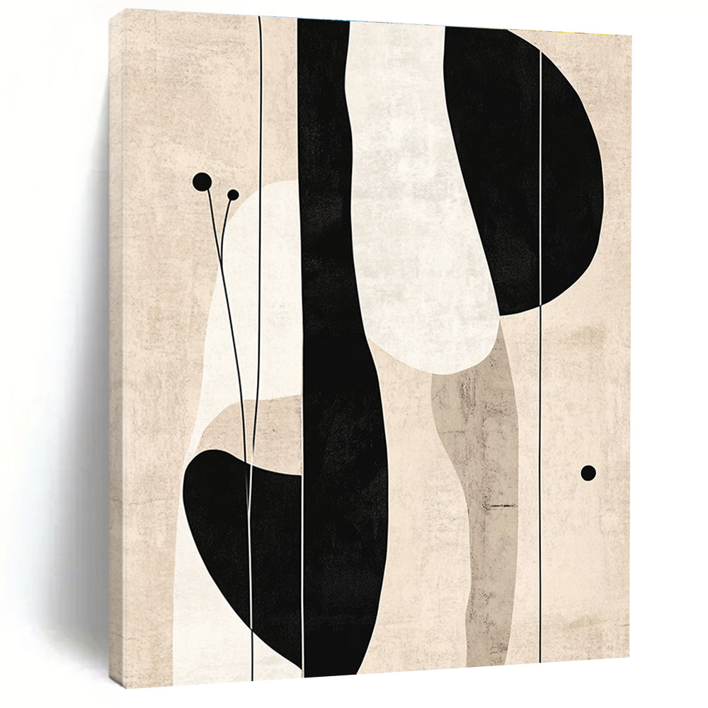 Black and White Abstract Shapes Abstract Painting for Monochrome Office Spaces GAB1372