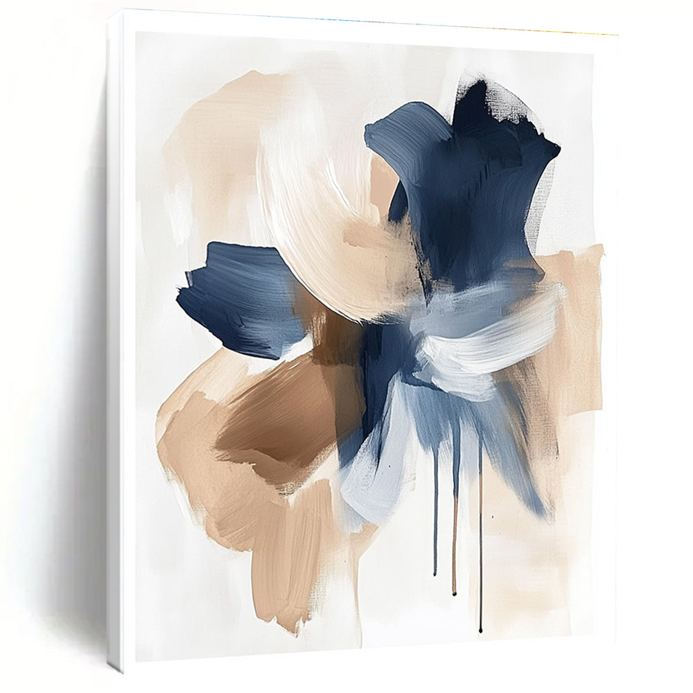 Blue and Beige Abstract Forms Abstract Painting for Coastal - Inspired Home Offices GAB1365
