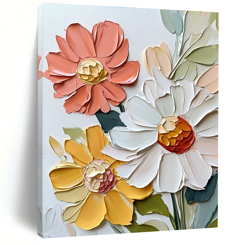 Textured Floral Bouquet Impasto Flower Abstract Painting GAB0278