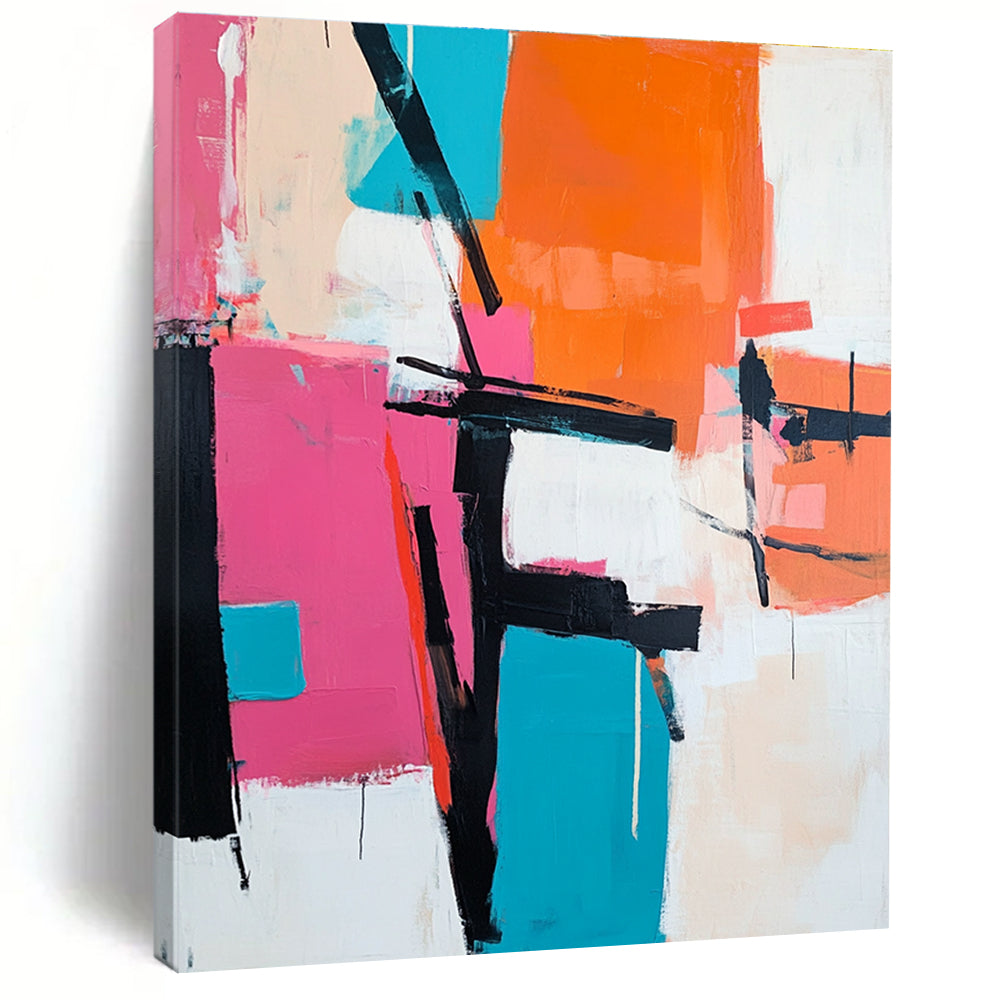 Pink and Teal Abstract Painting for Contemporary - Styled Fashion Boutiques GAB0939