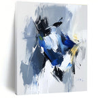 Blue Gray Abstract Bird Painting with Dynamic Grace WINK781