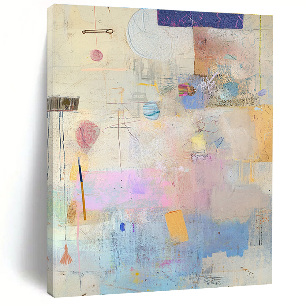 Collage of Soft Tones Mixed Media Abstract Painting GAB0240