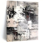 Monochrome Textured Abstract Painting for Serene Home Libraries HENG392