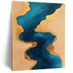 Blue and Gold Fluid Shapes Abstract Painting with Luxurious Flow WINK234