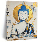 Buddha in Blue and Gold Abstract Painting for Spiritual Retreat Centers GAB0799