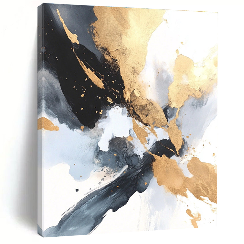 Gold Black Blue Abstract Painting with Luxe Mystery WINK736