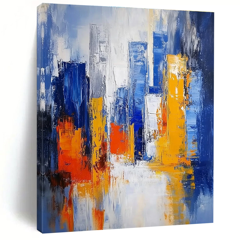 Blue and Orange Cityscape Abstract Painting for Urban - Lover’s Apartments GAB0937