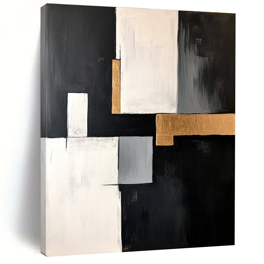 Geometric Abstract Painting with Gold Accents and Modern Elegance WINK508