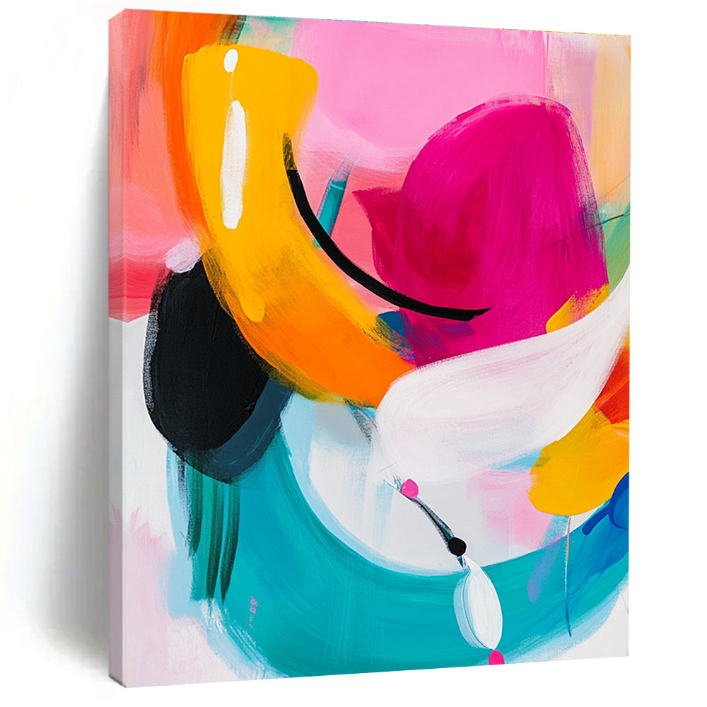 Colorful Curved Abstract Painting for Lively - Themed Playrooms GAB0961