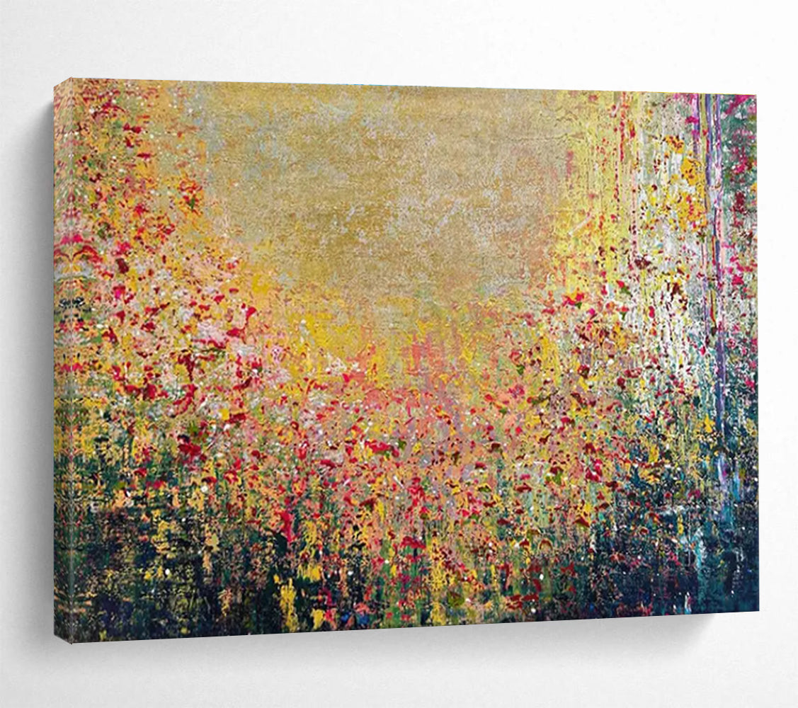 Colorful Flower Field Abstract Painting for Cheerful Breakfast Nooks YHT325