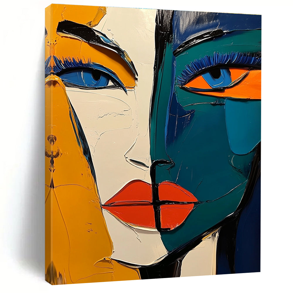Colorful Cubist Portrait - Bold Figurative Abstract Art GAB0485