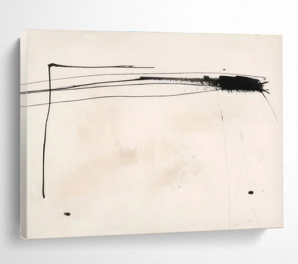 Black - Line Minimalist Abstract Painting for Contemporary Galleries YHT056