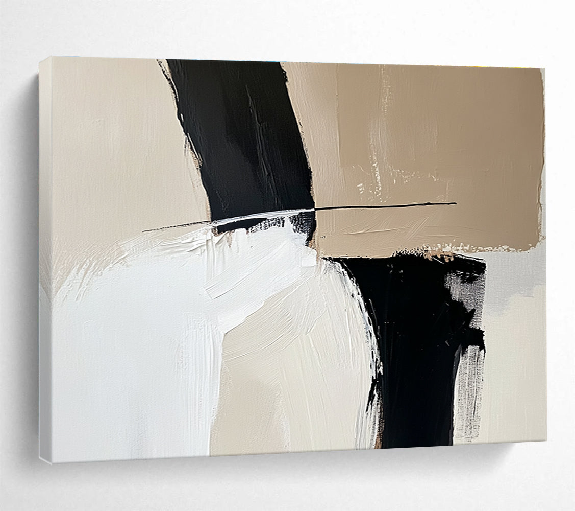 Black - Beige Abstract  Minimalist Contrast ABS092