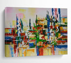 Colorful Cityscape Abstract Painting for Urban Loft Apartments YHT285
