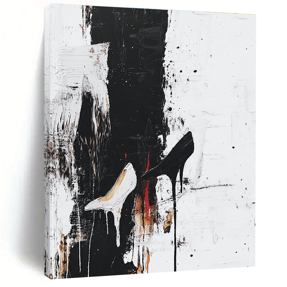 Black and White Heels Abstract Painting for Fashion - Forward Boutiques GAB0853