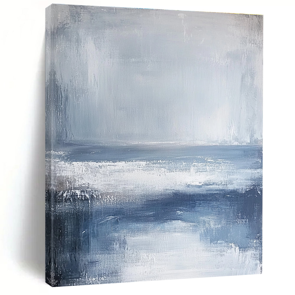Gray and Blue Abstract Sea - Muted Coastal Abstract Art GAB0479